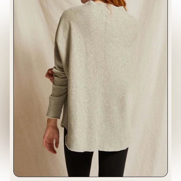 PerfectWhiteTee Morrison Mock Neck Sweatshirt in Heather Grey - Picture 3 of 4